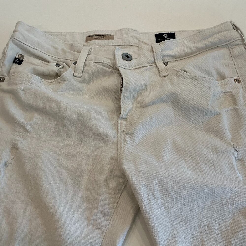 AG-ED Jeans, The Ex-Boyfriend Slouchy Slim, White Distressed, Size 29